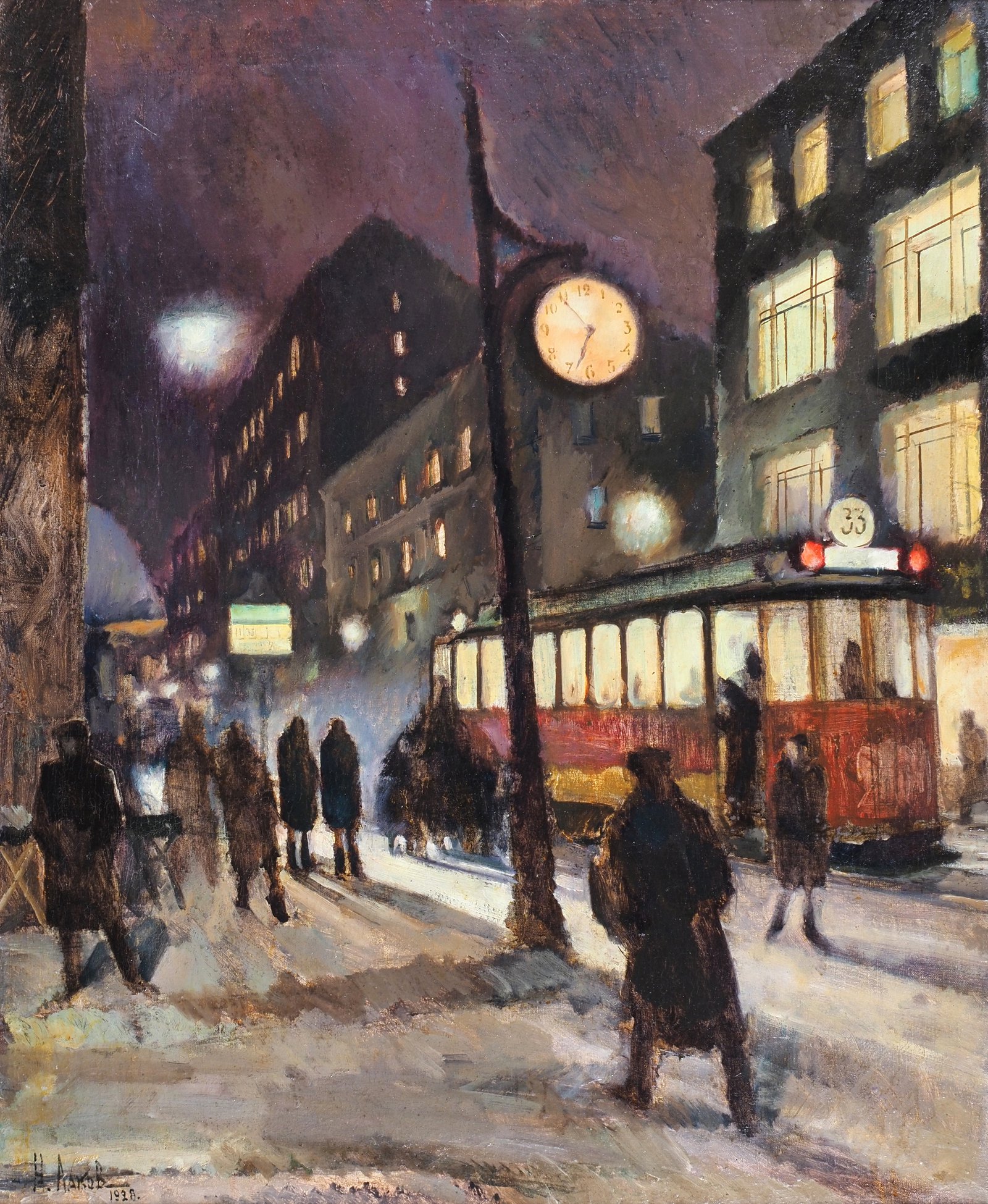 Николай Лаков  Вечерняя улица. Трамвай. 1928 Музей 